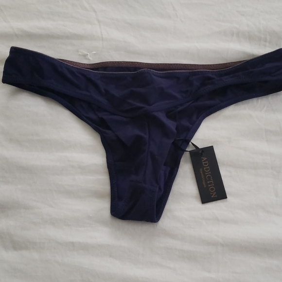 NWT ADDICTION NOUVELLE LINGERIE Navy Thong XS $55 - Picture 5 of 6